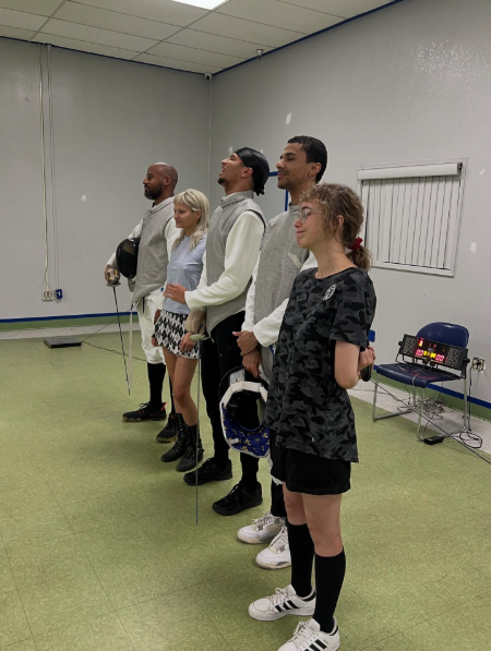 Group of fencers training
